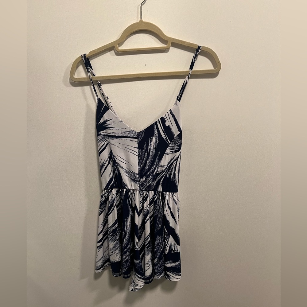 Blue and white romper